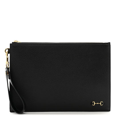 Gucci Calfskin Horsebit 1955 Wristlet Pouch Black 1 of 9