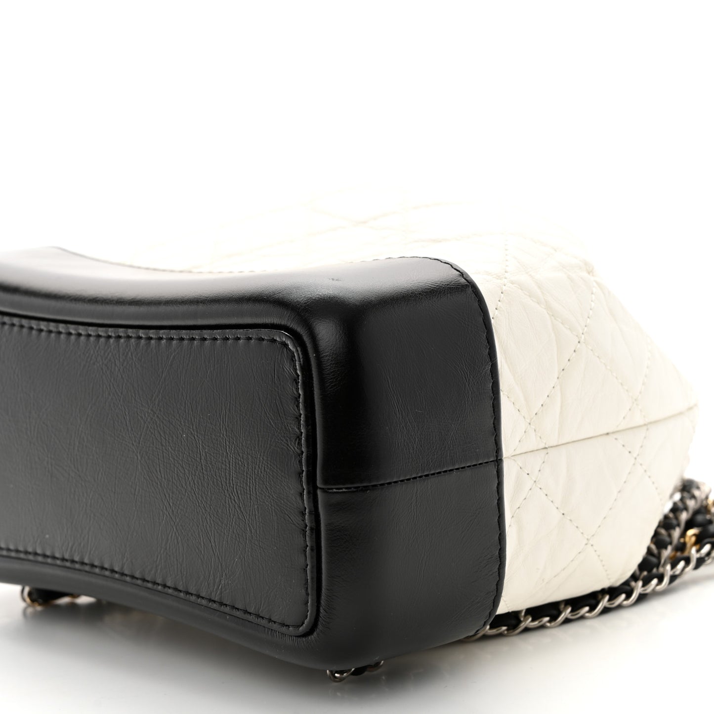 Aged Calfskin Quilted Small Gabrielle Backpack Black White