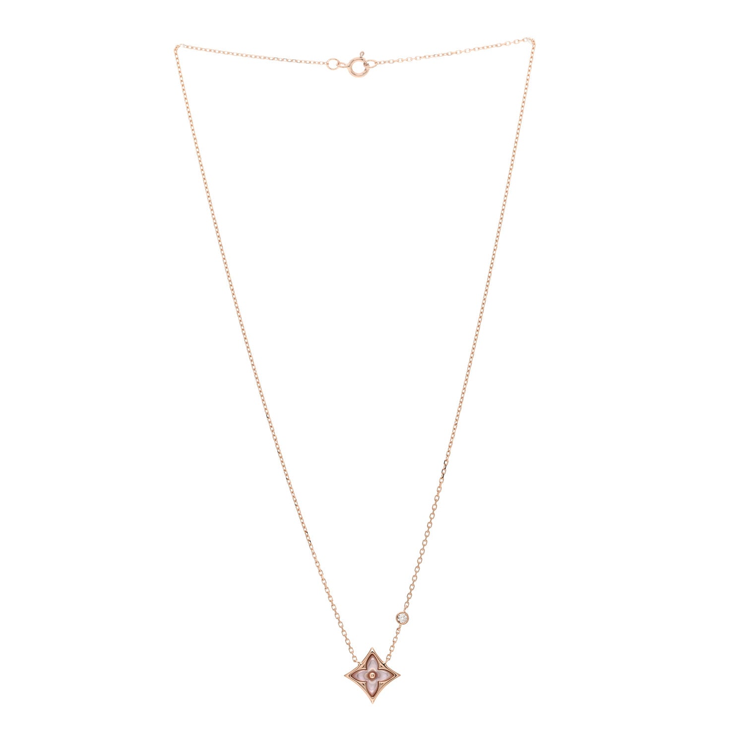 Louis Vuitton 18K Pink Gold Diamond Pink Mother of Pearl Color Blossom BB Star Pendant Necklace 2 of 3