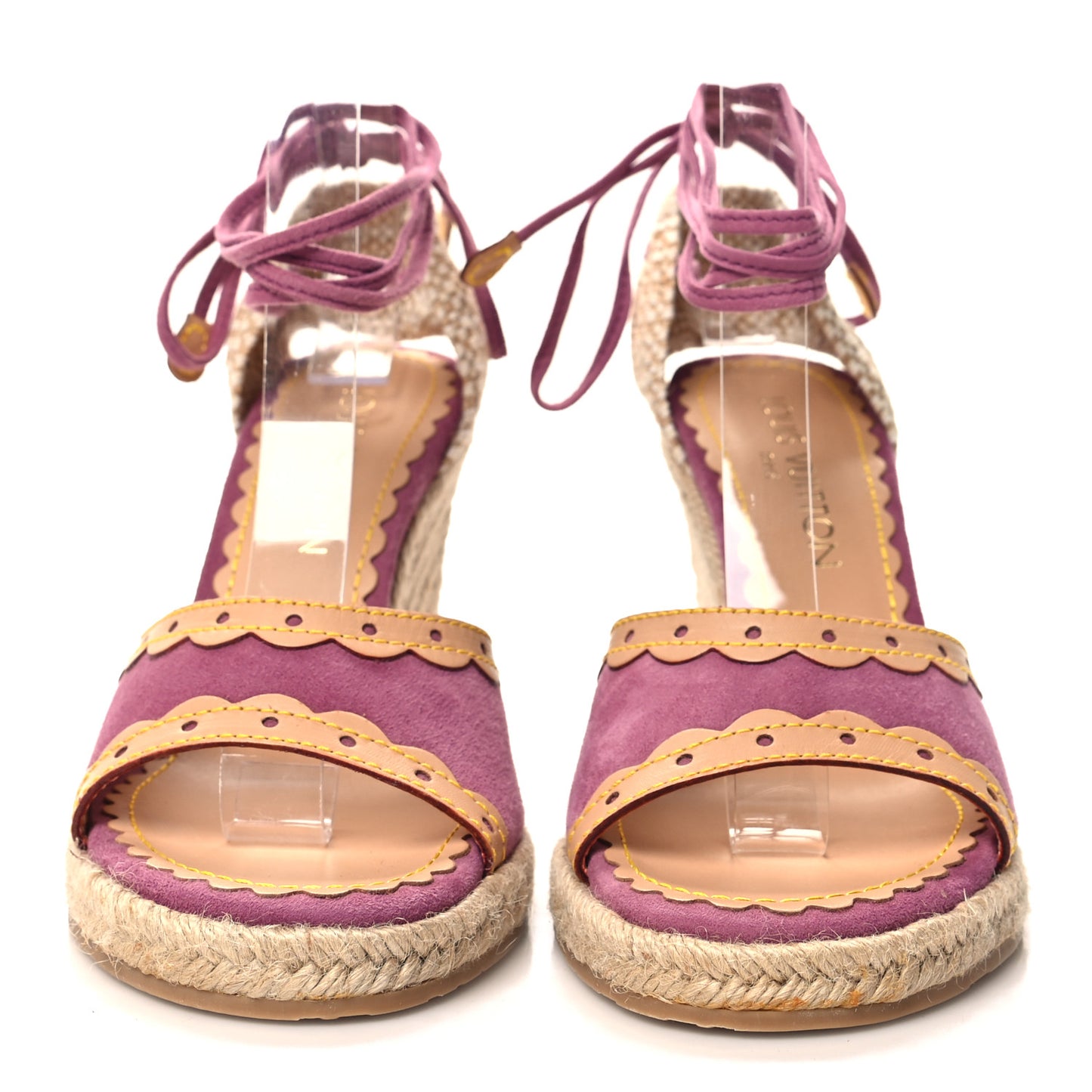 Suede Vachetta Espadrille Wedge Sandals 37.5 Purple