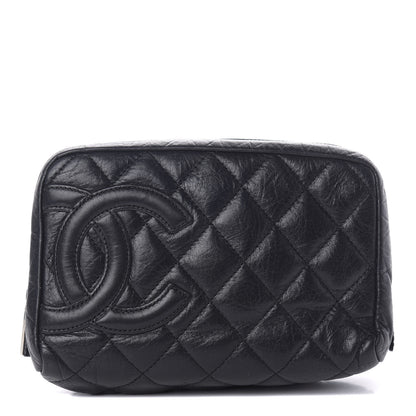Chanel Aged Calfskin Quilted Cambon Cosmetic Case Black 1 of 8