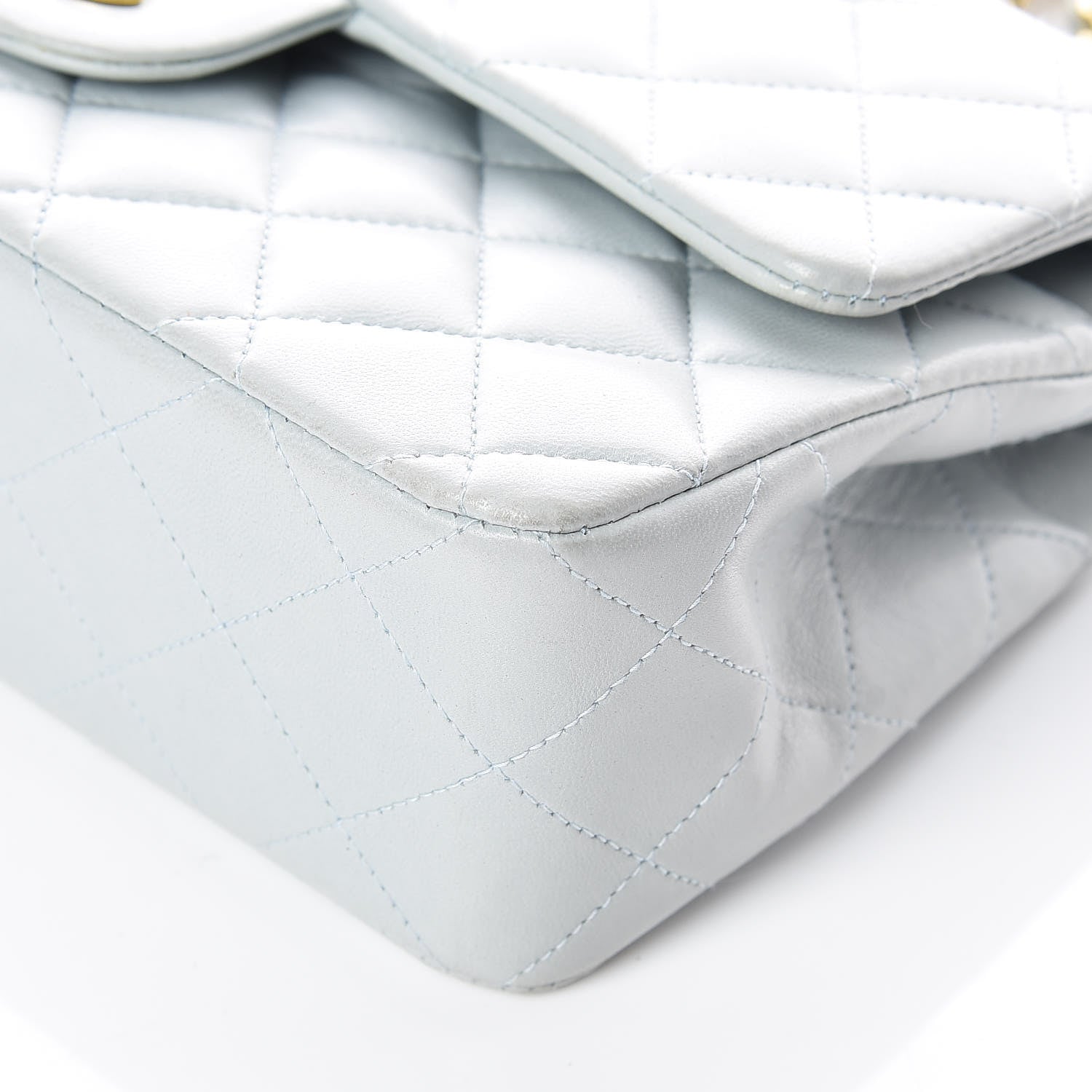 Chanel Lambskin Quilted Small Double Flap Light Blue 11 of 22
