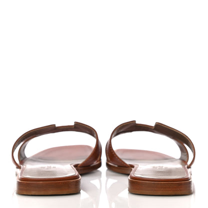 Hermes Box Calfskin Oran Sandals 37.5 Gold 6 of 15