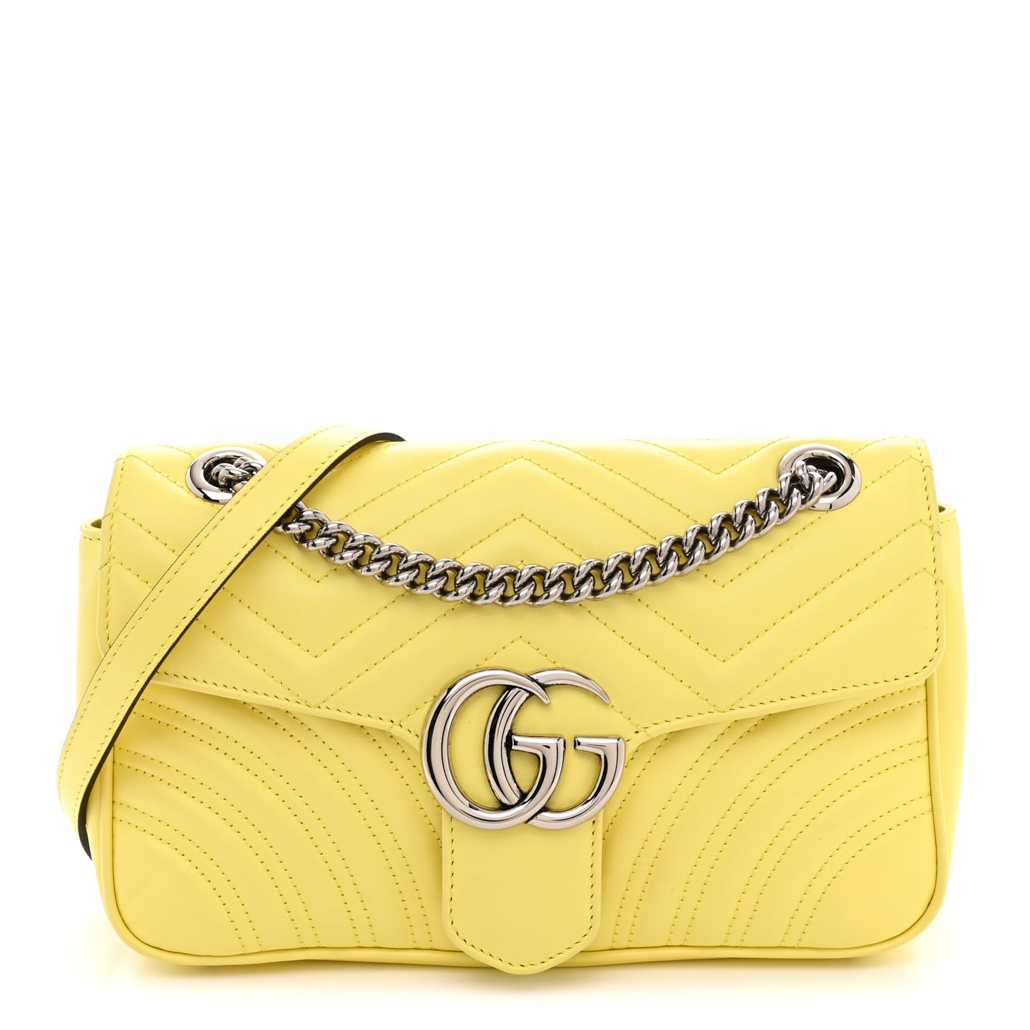 Calfskin Matelasse Small GG Marmont Shoulder Bag Banana