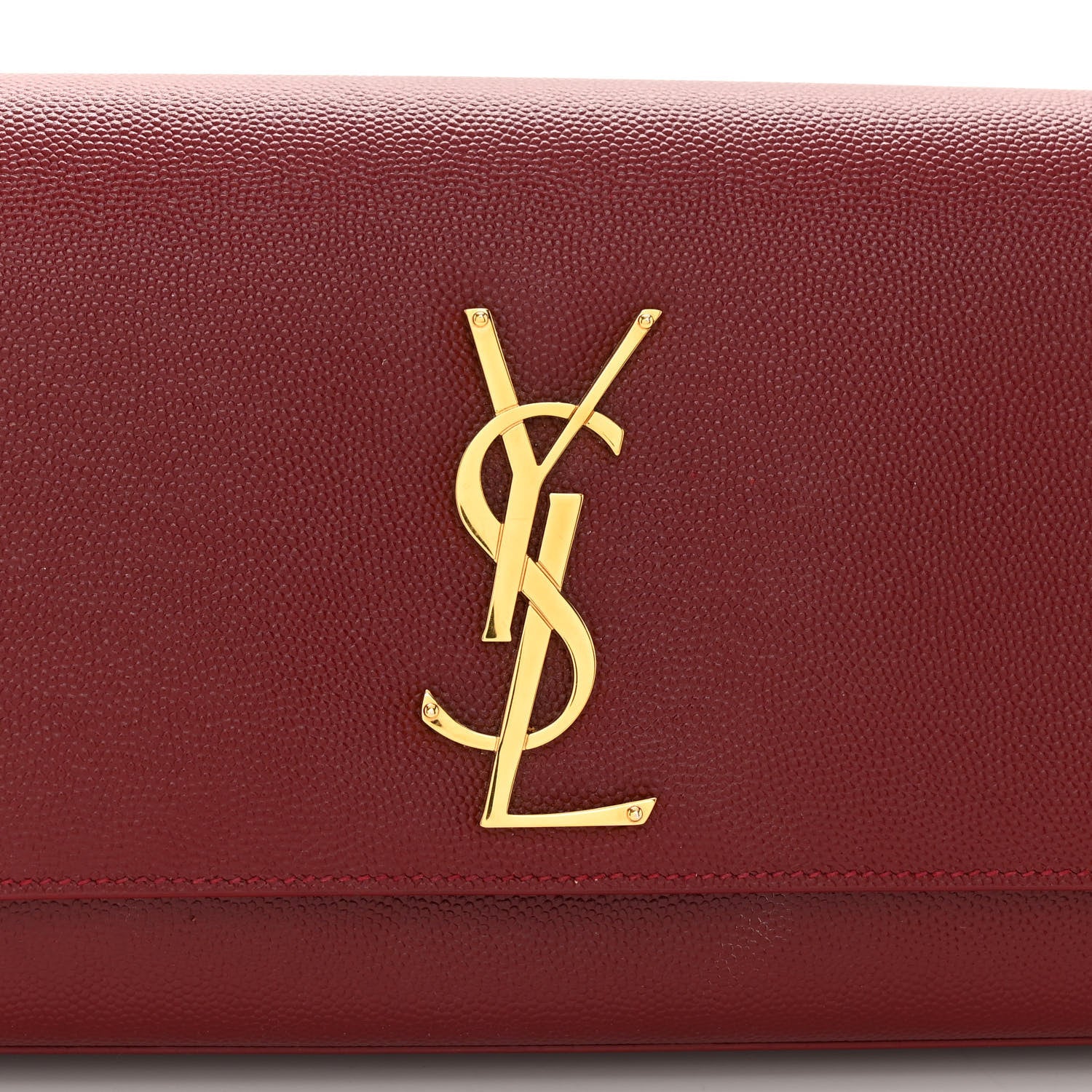 Saint Laurent SAINT LAURENT Grain De Poudre Classic Monogram Cassandre Clutch Dark Red 15 of 20