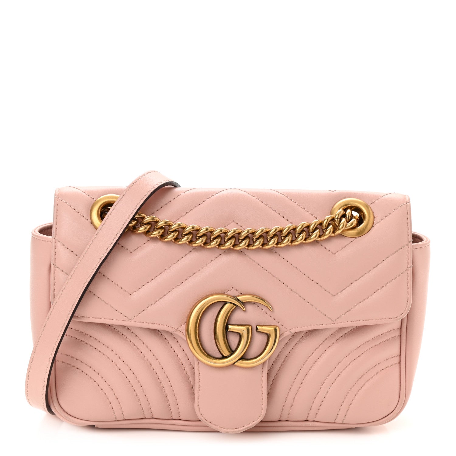 Gucci Calfskin Matelasse Mini GG Marmont Shoulder Bag Perfect Pink 1 of 9
