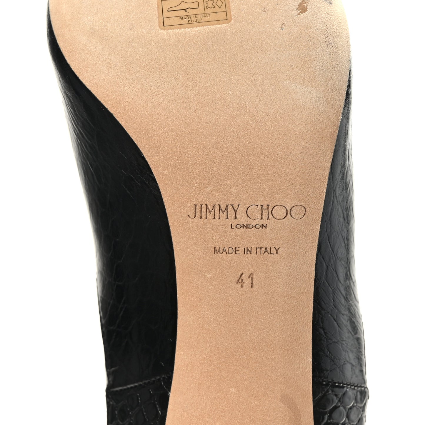 Calfskin Crocodile Embossed Mavis 85 Tall Boots 41 Black