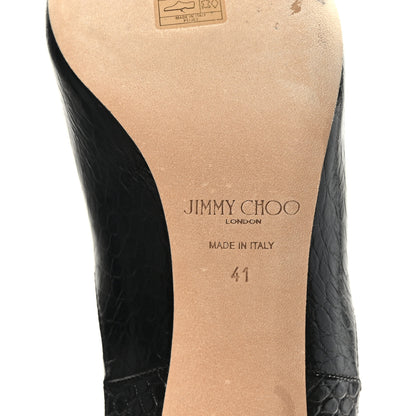 Jimmy Choo Calfskin Crocodile Embossed Mavis 85 Tall Boots 41 Black 6 of 7