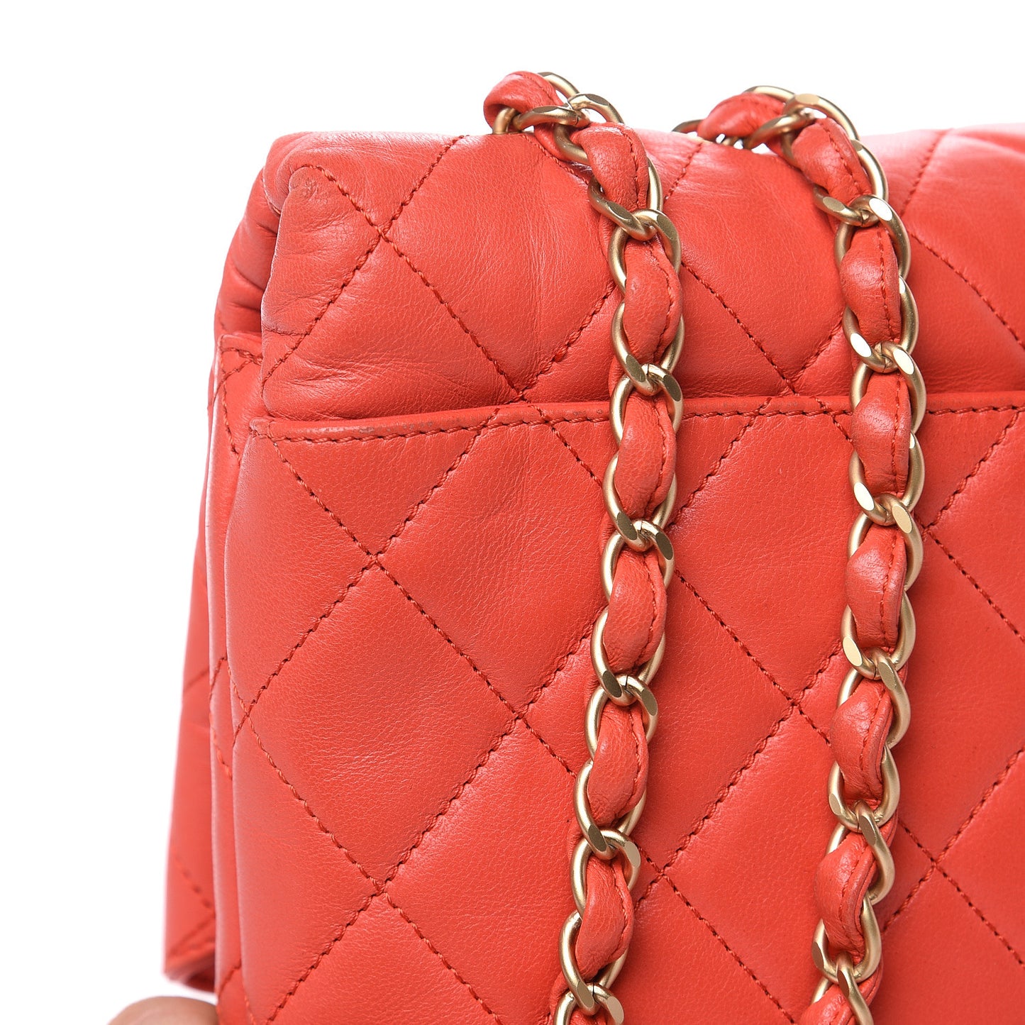 Lambskin Quilted Jumbo Mademoiselle Flap Red