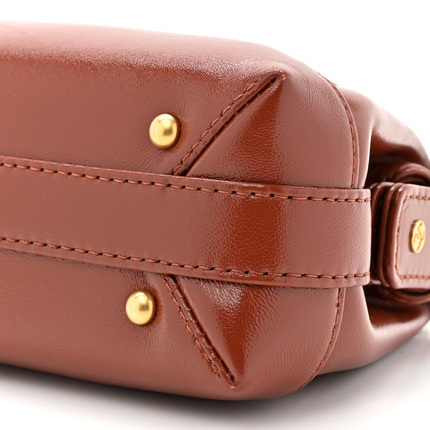 Shiny Lambskin Quilted Mini Cocodoc Top Handle Bag Brown