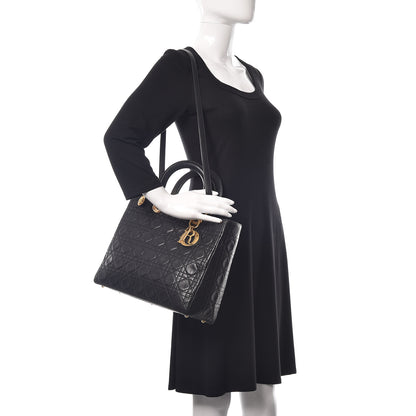 Christian Dior Lambskin Cannage Large Lady Dior Black 2 of 17