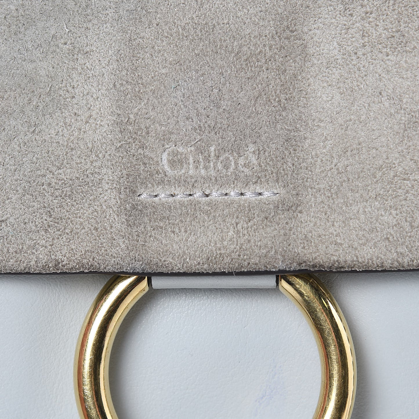 Suede Calfskin Mini Faye Bracelet Bag Airy Grey