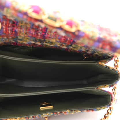Chanel Wool Tweed Quilted Small Flap Khaki Red Pink Blue Green 4 of 10
