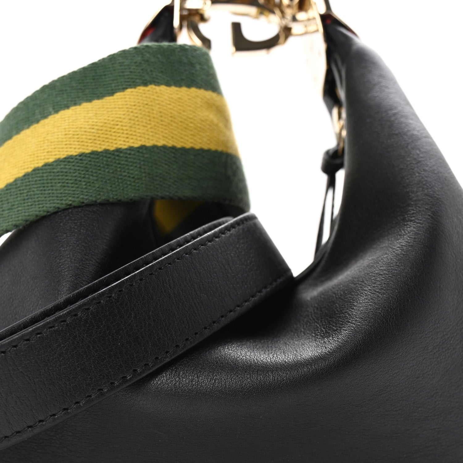 Gucci Aria Calfskin Web Small Attache Shoulder Bag Black 8 of 10