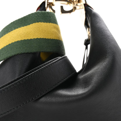 Gucci Aria Calfskin Web Small Attache Shoulder Bag Black 8 of 10