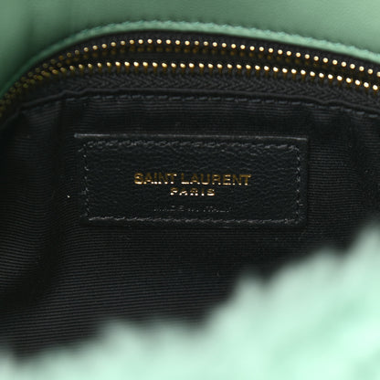 Saint Laurent Merino Shearling Lambskin Quilted Small Loulou Puffer Monogram Chain Satchel Iced Mint 6 of 9