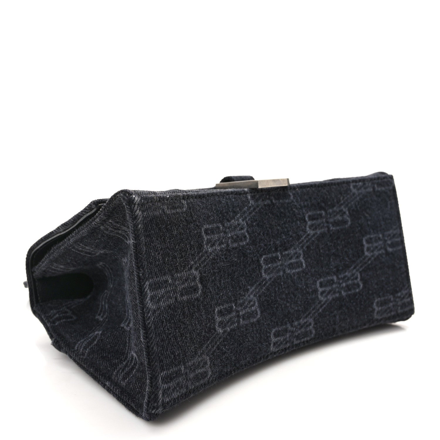 Balenciaga Washed Denim BB Monogram Small Hourglass Top Handle Bag Black 4 of 12