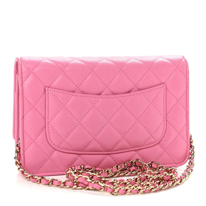Chanel Caviar Quilted Glass Wallet On Chain WOC Pink 3 of 12