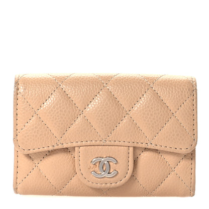 Chanel Caviar Quilted Flap Card Holder Wallet Beige 1 of 9