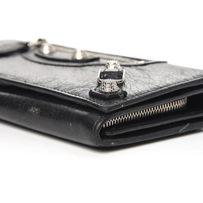 Balenciaga Agneau Giant 12 Silver Hardware Money Wallet Black 12 of 14