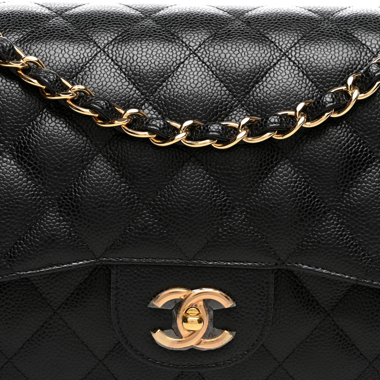 Caviar Quilted Jumbo Double Flap Black