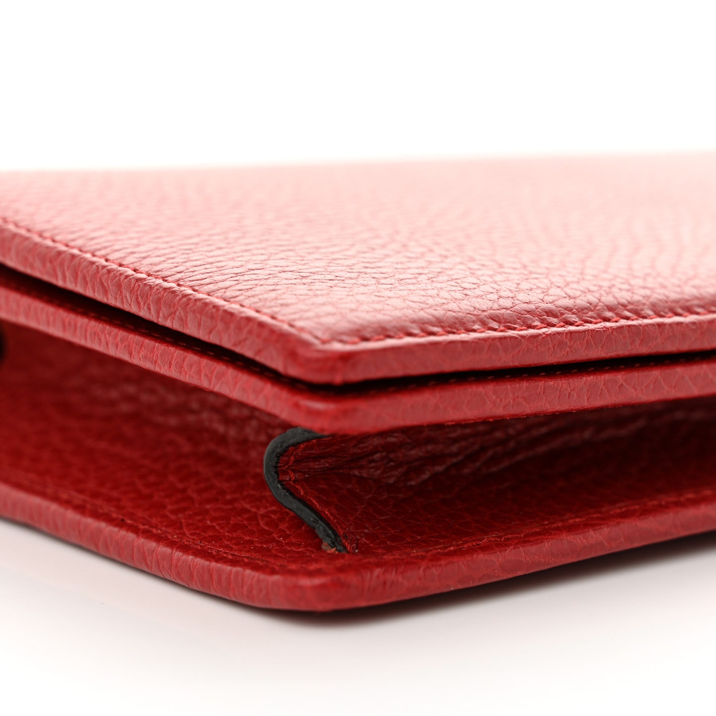 Dollar Calfskin Mini GG Marmont Chain Wallet Hibiscus Red