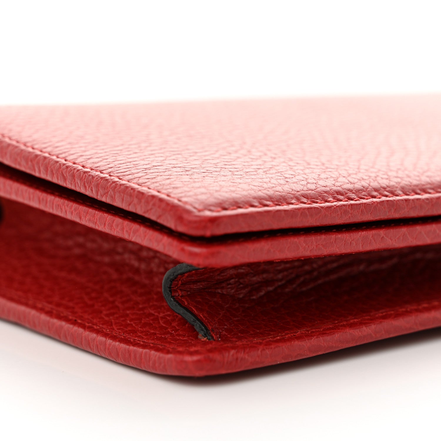 Gucci Dollar Calfskin Mini GG Marmont Chain Wallet Hibiscus Red 9 of 11
