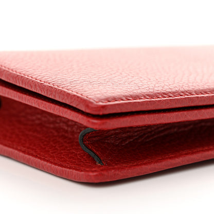 Gucci Dollar Calfskin Mini GG Marmont Chain Wallet Hibiscus Red 9 of 11