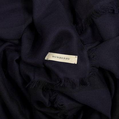 Burberry Modal Wool Overdyed Chambray Check Square Scarf Dark Purple 2 of 2
