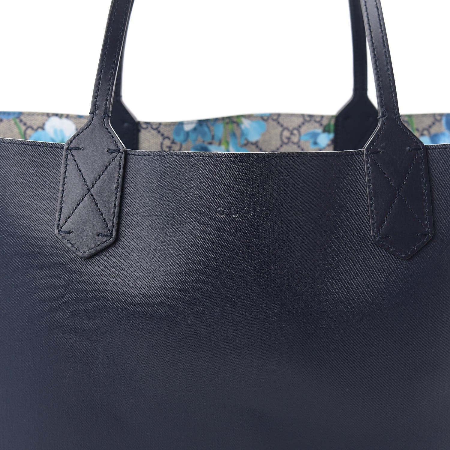 Gucci GG Supreme Monogram Blooms Medium Reversible Tote Beige Blue Navy 17 of 17