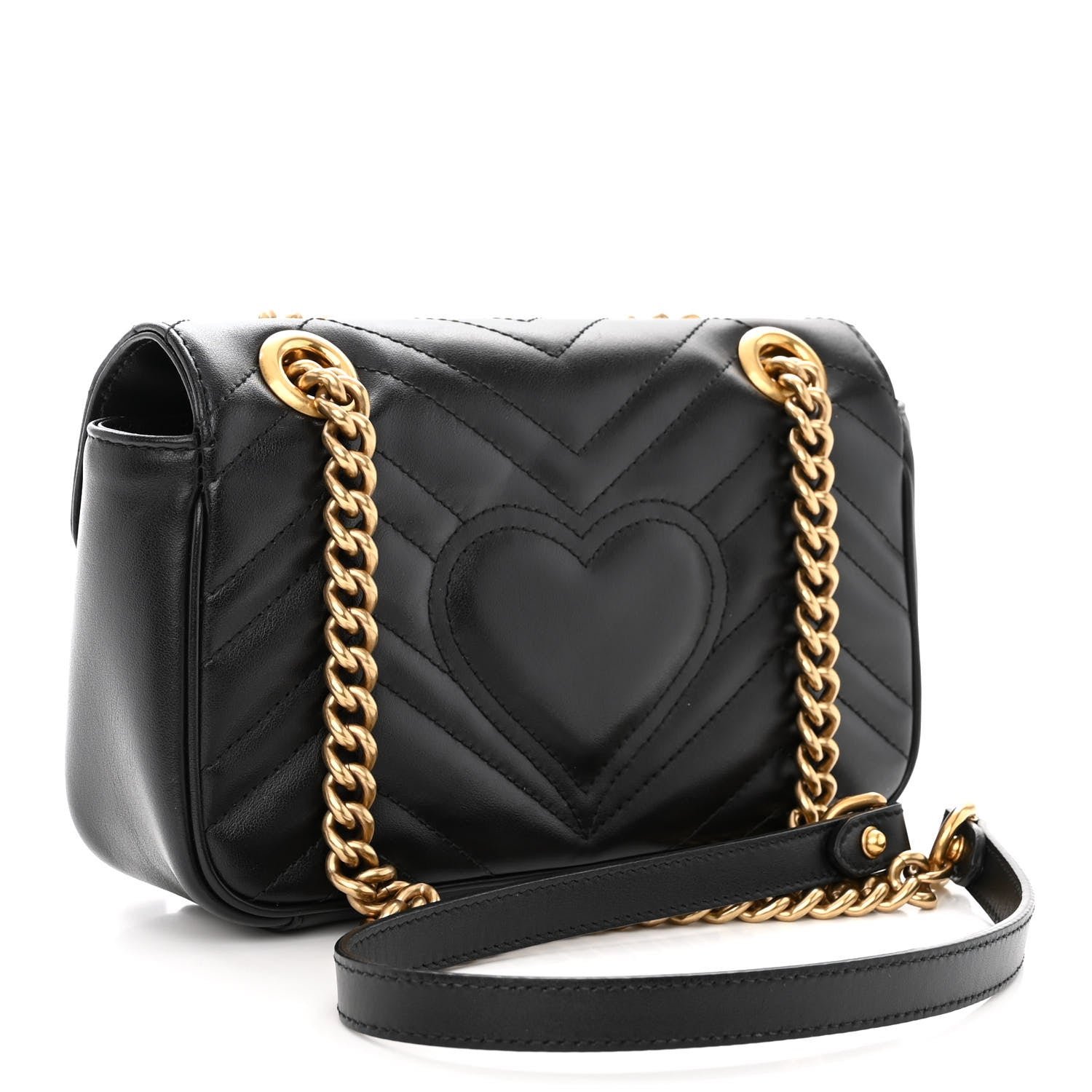 Gucci Calfskin Matelasse Mini GG Marmont Shoulder Bag Black 3 of 10