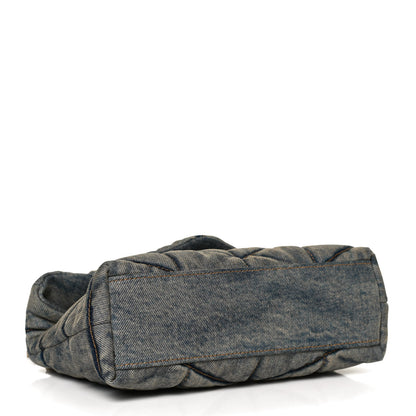 Saint Laurent Denim Quilted Toy Loulou Puffer Monogram Chain Satchel Blue Black 4 of 12