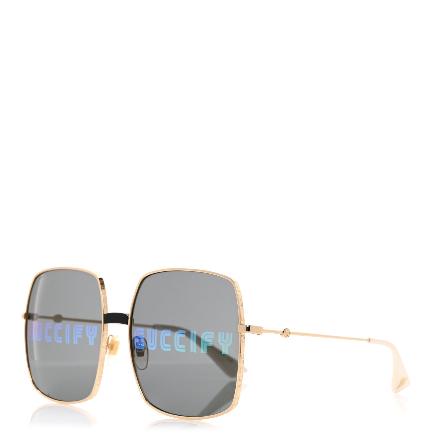 Gucci Metal Rectangular Guccify Frame Sunglasses GG0414S Gold 1 of 7