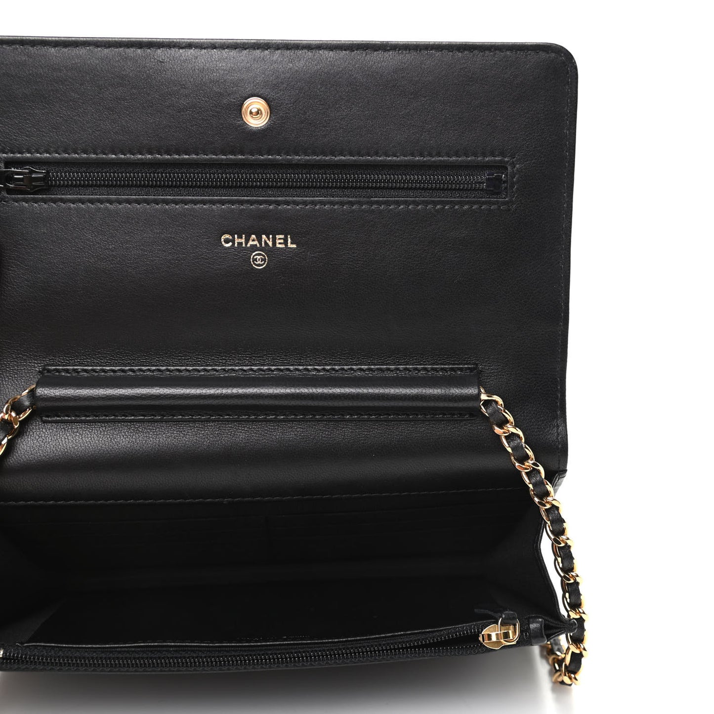 Lambskin Quilted Egyptian Amulet Wallet On Chain WOC Black