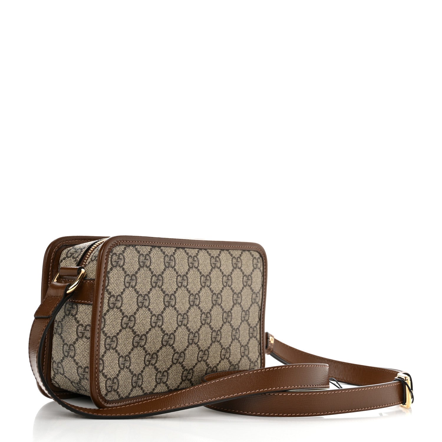 Gucci GG Supreme Monogram Azalea Calfskin Mini Retro Interlocking G Shoulder Bag Beige Ebony Brown Sugar 3 of 11