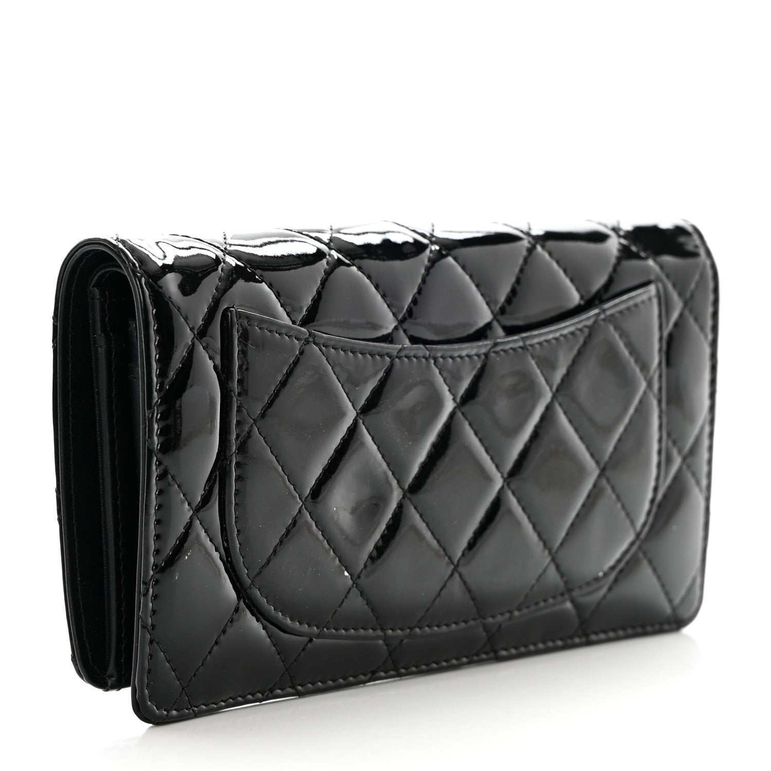 Chanel Patent Calfskin Quilted Yen Wallet Black 3 of 11
