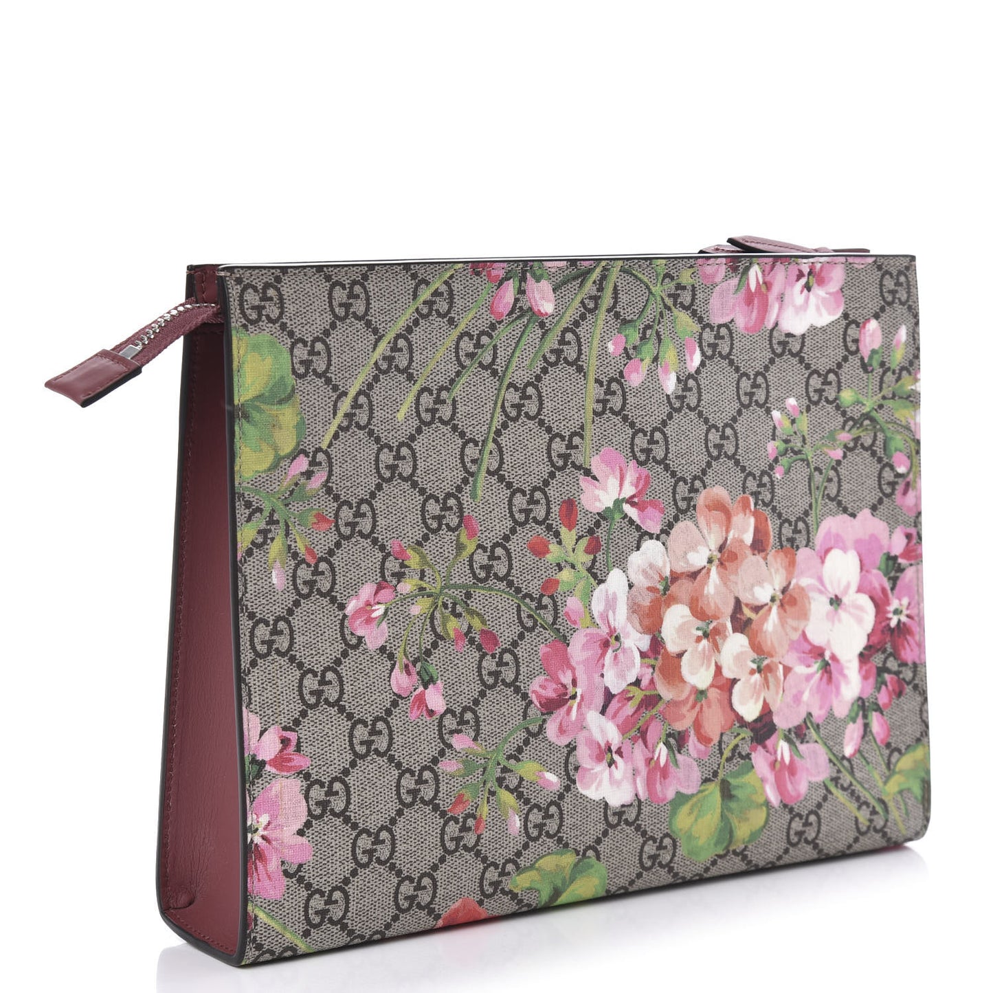 GG Supreme Monogram Blooms Large Cosmetic Case Beige Multicolor Dry Rose