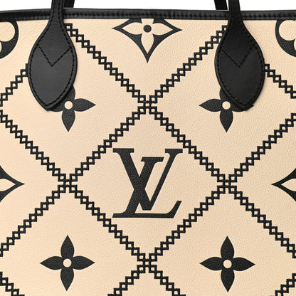 Louis Vuitton Empreinte Monogram Giant Broderies Neverfull MM Cream Black 7 of 9