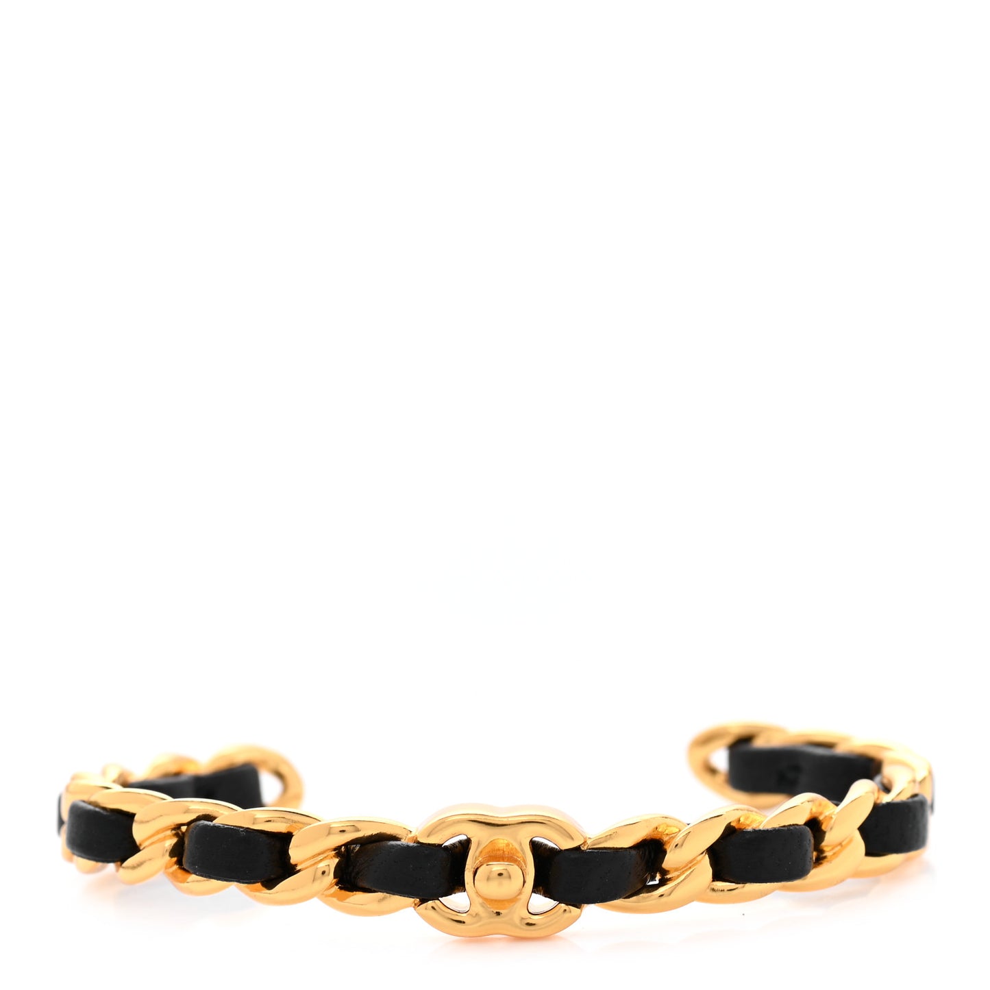 Lambskin CC Turnlock Chain Bracelet Black