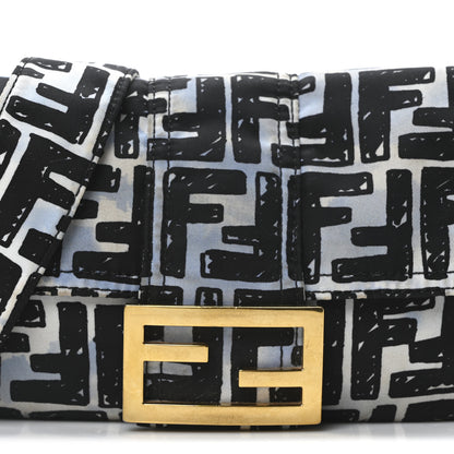 Fendi X JOSHUA VIDES Nylon FF Cloudy Mini Belt Baguette Bag White Celeste Black 8 of 10