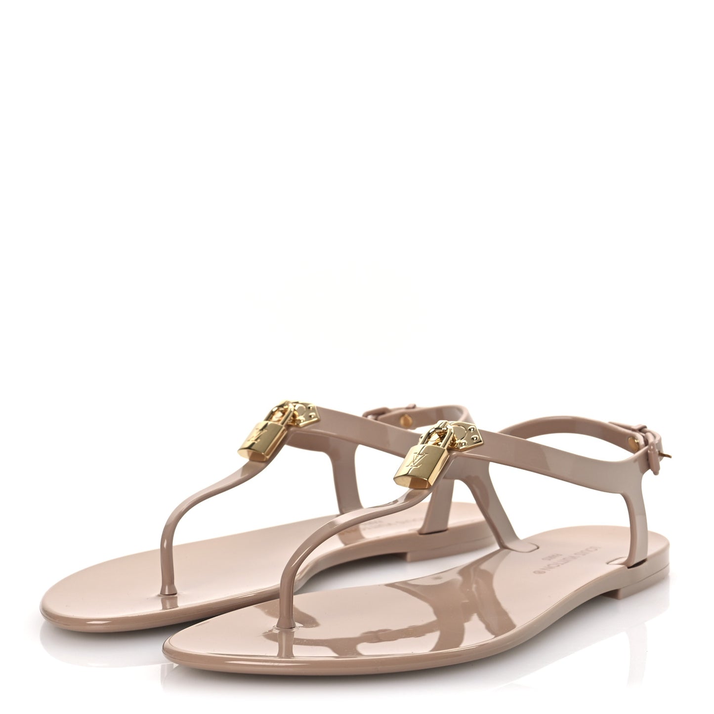 Rubber Bikini Thong Flat Sandals 41 Beige