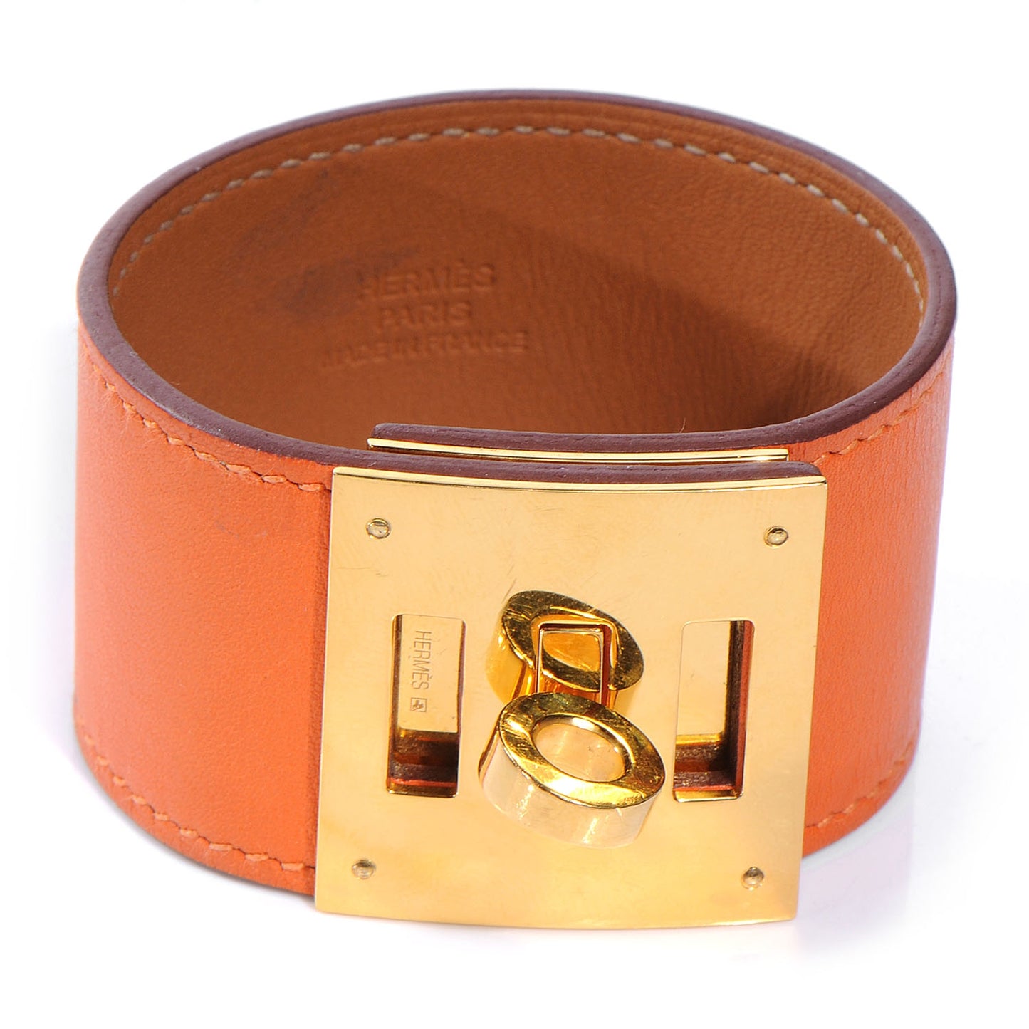 Swift Leather Kelly Dog Bracelet Cuff Orange