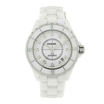 Chanel Stainless Steel Ceramic Diamond 38mm J12 Automatic Watch White 1 of 5
