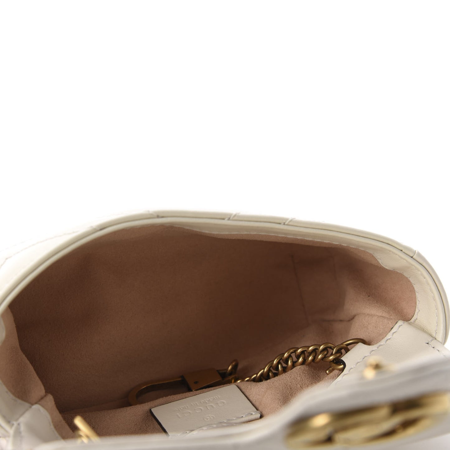 Calfskin Matelasse Super Mini GG Marmont Shoulder Bag White