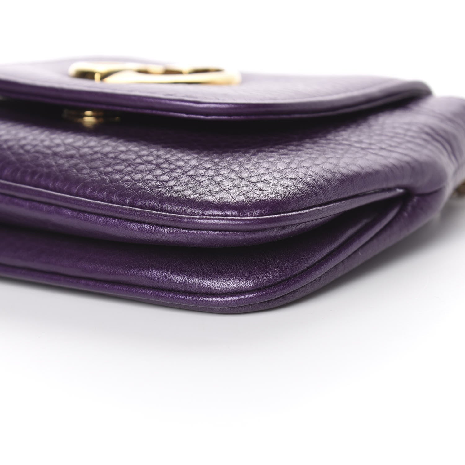 Gucci Metallic Pebbled Calfskin Small 1973 Chain Shoulder Bag Purple 9 of 10
