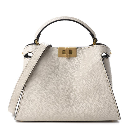 Fendi Cuoio Romano Selleria Medium Peekaboo Iconic Essentially Satchel Latte Laguna Tortora 1 of 11
