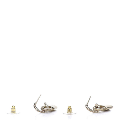 Chanel Metal Lock Drop Earrings Light Gold 4 of 5
