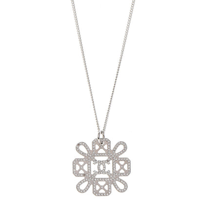 Chanel Crystal Strass Cross CC Necklace Silver 1 of 6