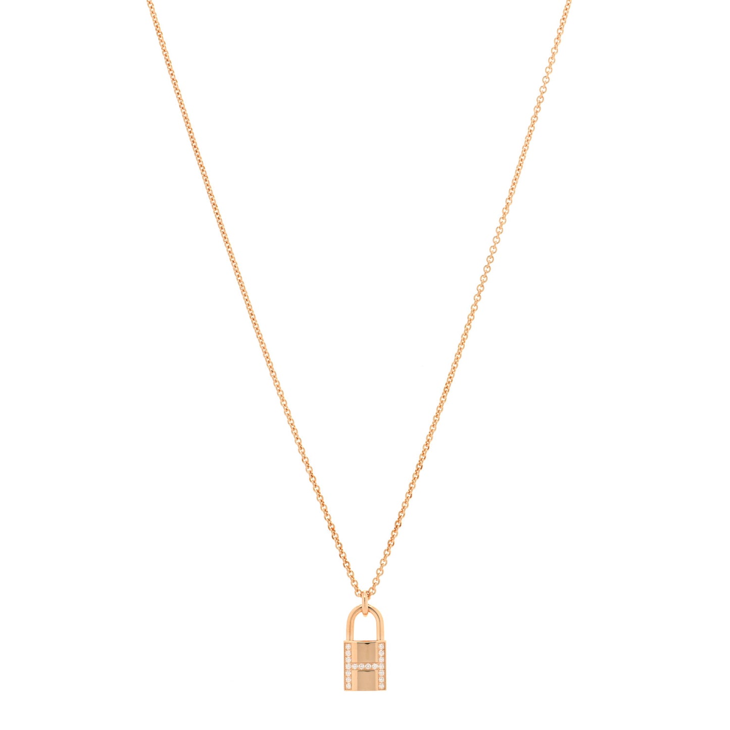 18K Rose Gold Diamond Amulettes Cadenas Pendant Necklace