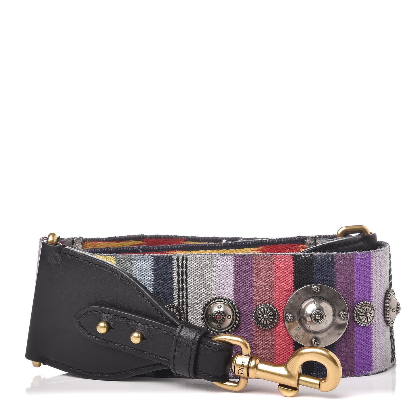 Canvas Embroidered Studded Rainbow Shoulder Strap